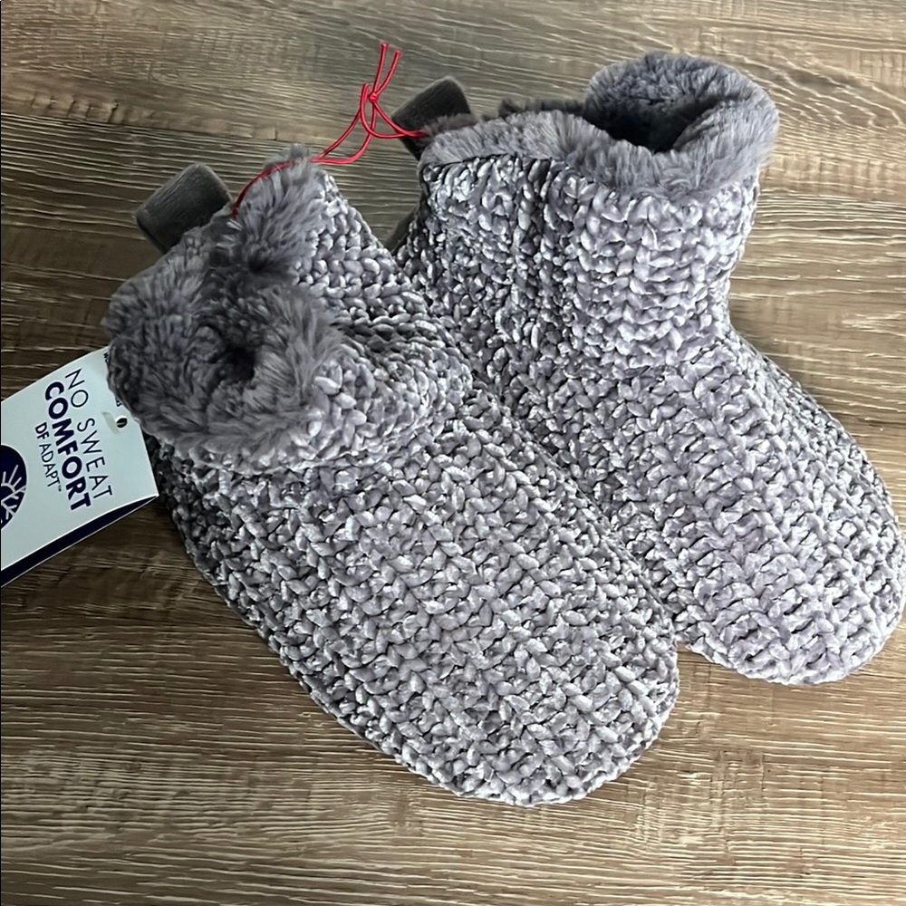Dearforms Gray Knit Slippers